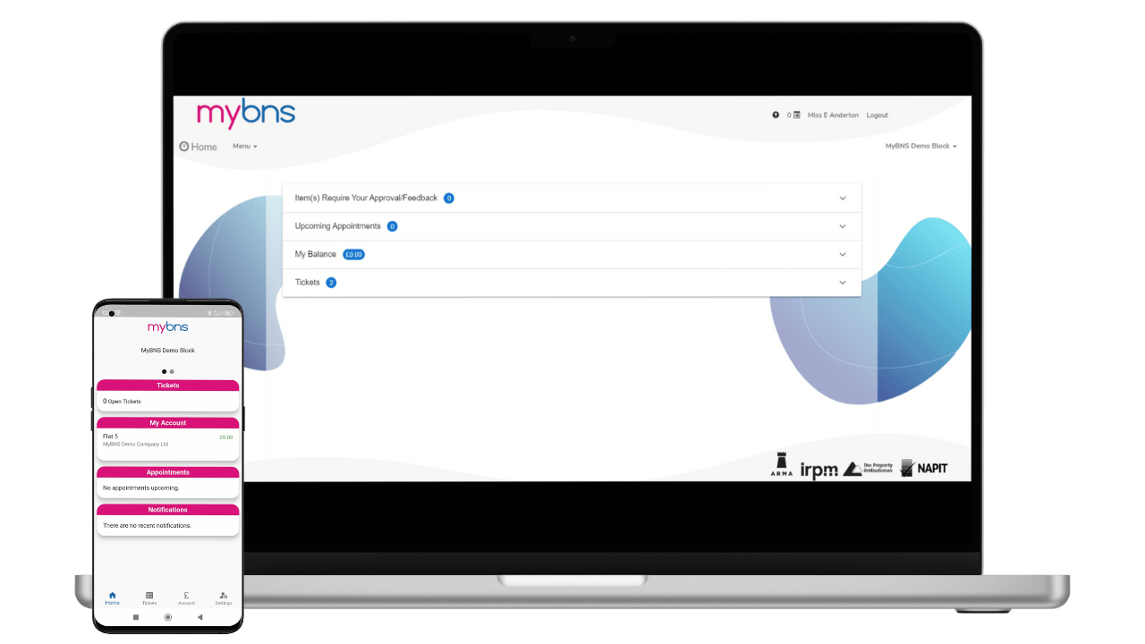 MyBNS on a laptop and smartphone with no background